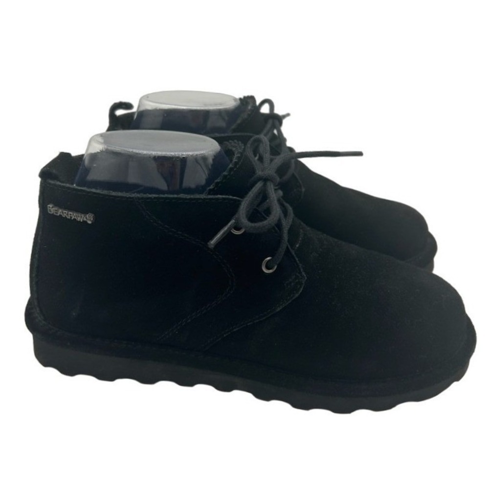 Bearpaw Chukka Boots Womens Size 9 M Black Suede Leather Lace Up Ankle Shearling